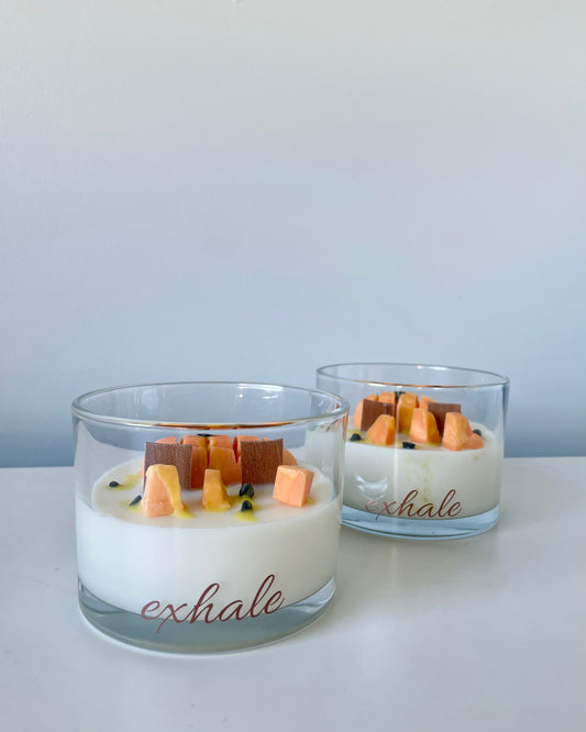 2 pavlova candles with double wood wicks