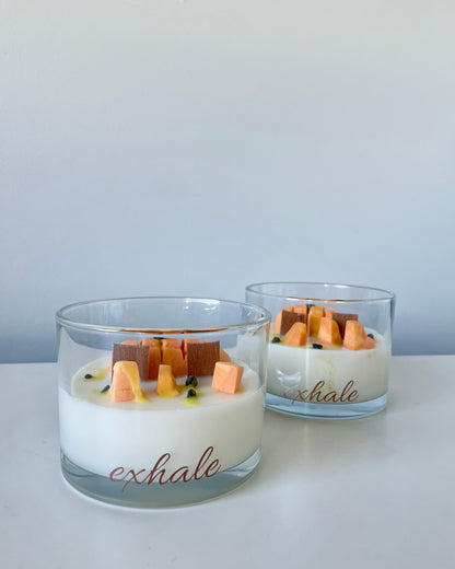 2 pavlova candles with double wood wicks
